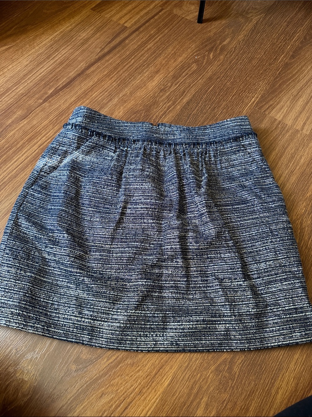 Textured Navy, Cream & Silver Mini Skirt